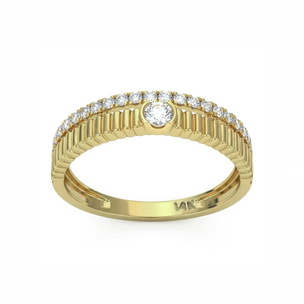 14K Yellow Gold Diamond Stackable Band